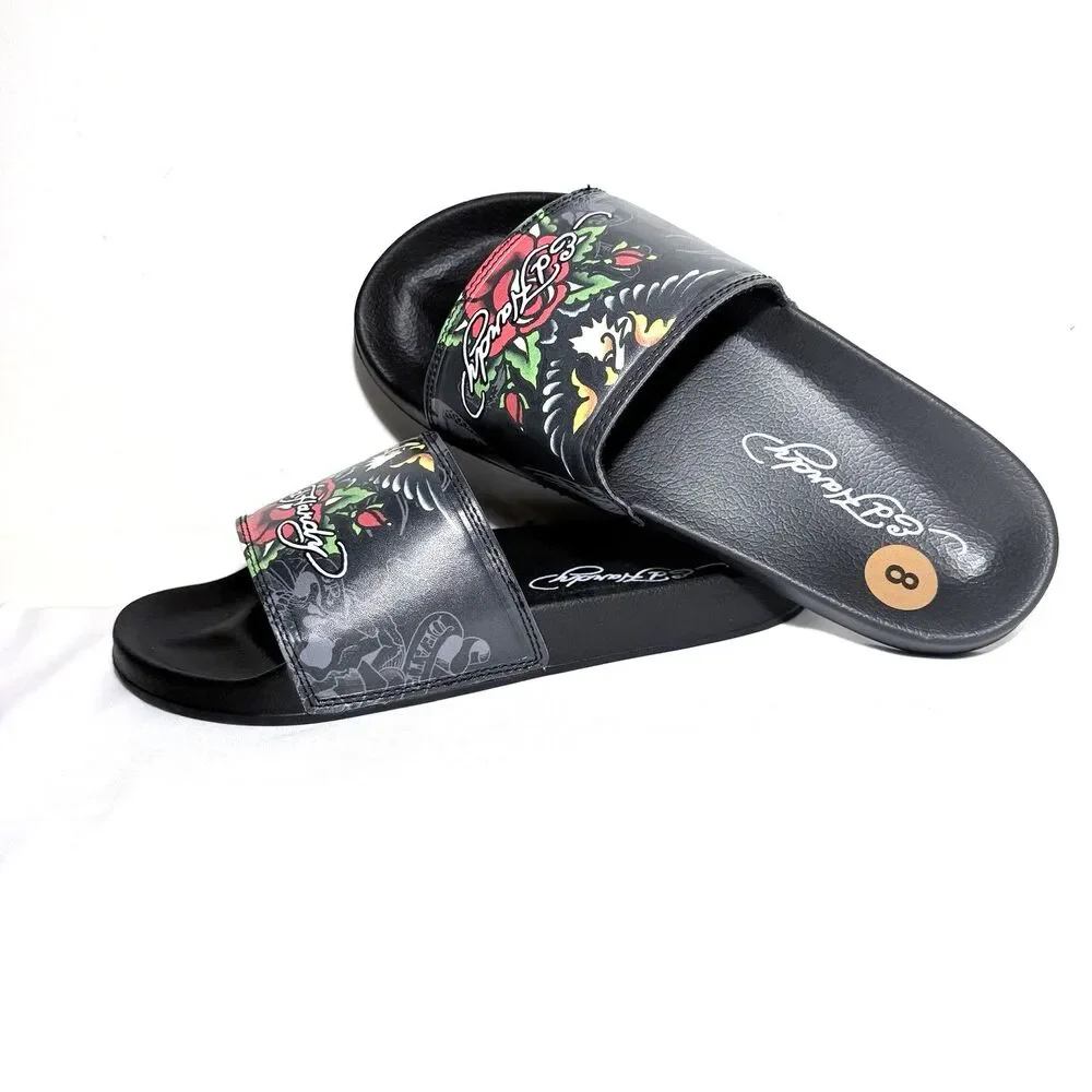 Ed Hardy Traditional Eagle Red Rose Tattoo Slides Sandal  display picture 2